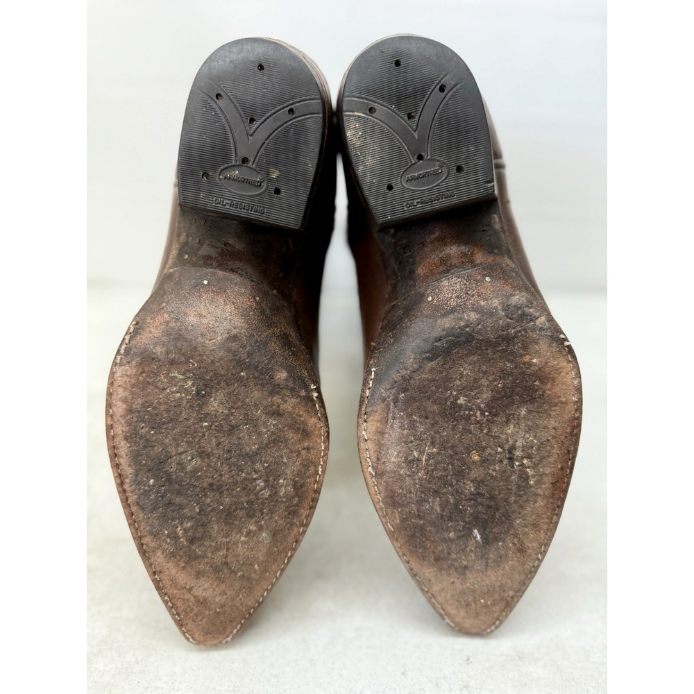 AUSTIN HALL BOOTS Handmade Men’s Brown Leather Western Cowboy Boots - Picture 9 of 15
